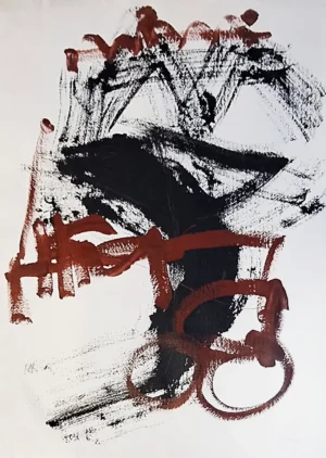 Lenguaje del Caos Tinta China, Acrílico y Rojo Inglés sobre Papel