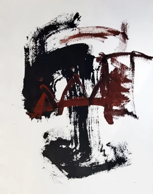 Lenguaje del Caos Tinta China, Acrílico, Rojo inglés sobre papel