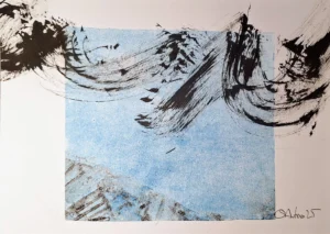 grabado original fluorescente sobre papel