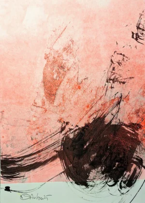 grabado fluorescente expresionista sobre papel