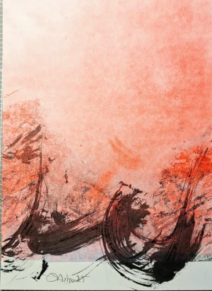 grabado fluorescente expresionista sobre papel