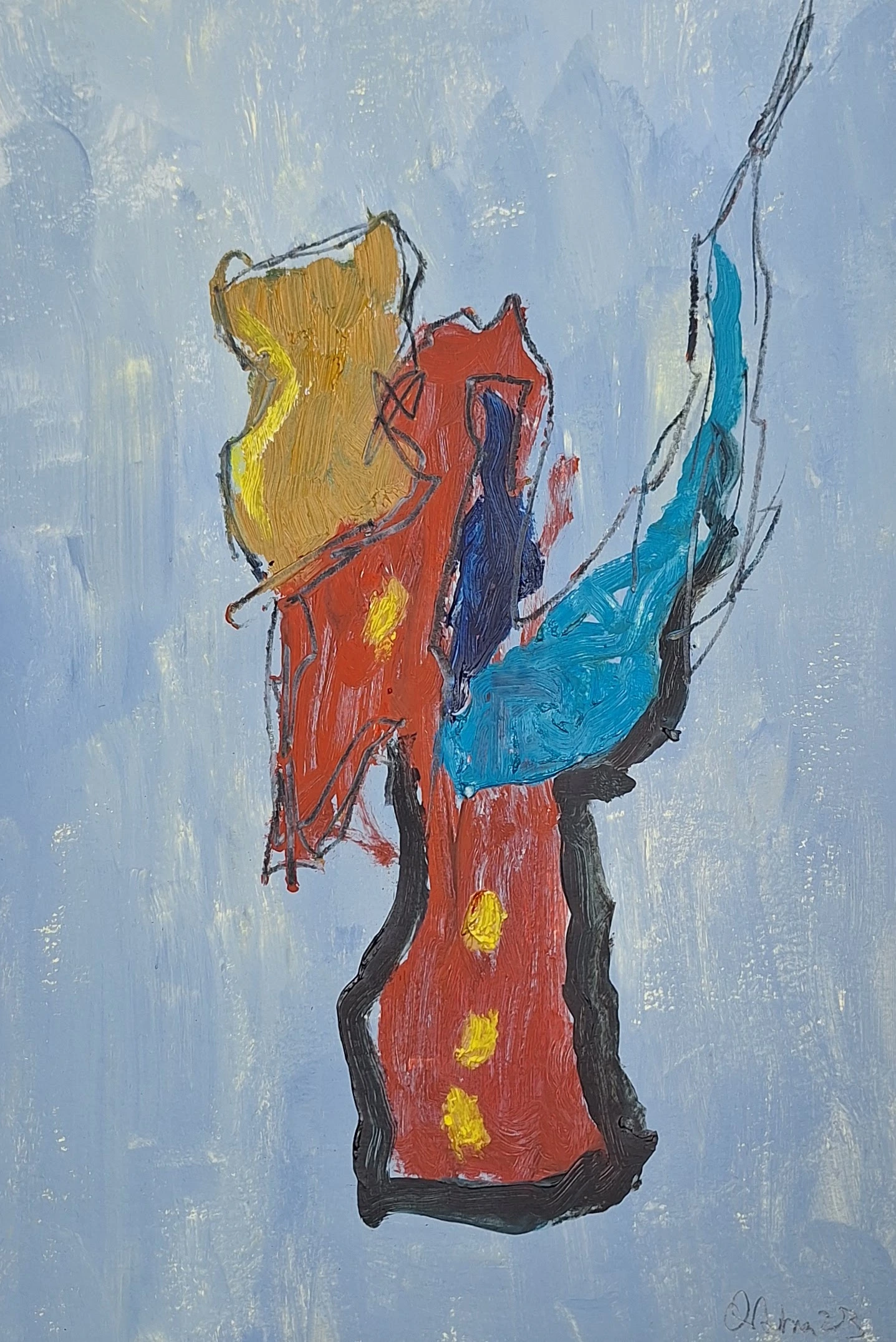 Cresta del gallo oleo sobre papel