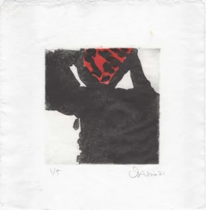 Grabado al aguafuerte original cielo negro tierra roja edición limitada 1/5 serie paisajes.