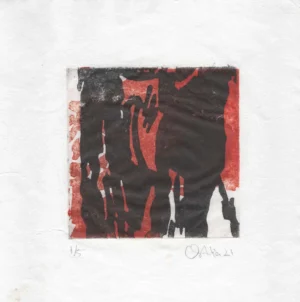 Grabado al aguafuerte original cielo negro tierra roja edición limitada 1/5 serie paisajes.