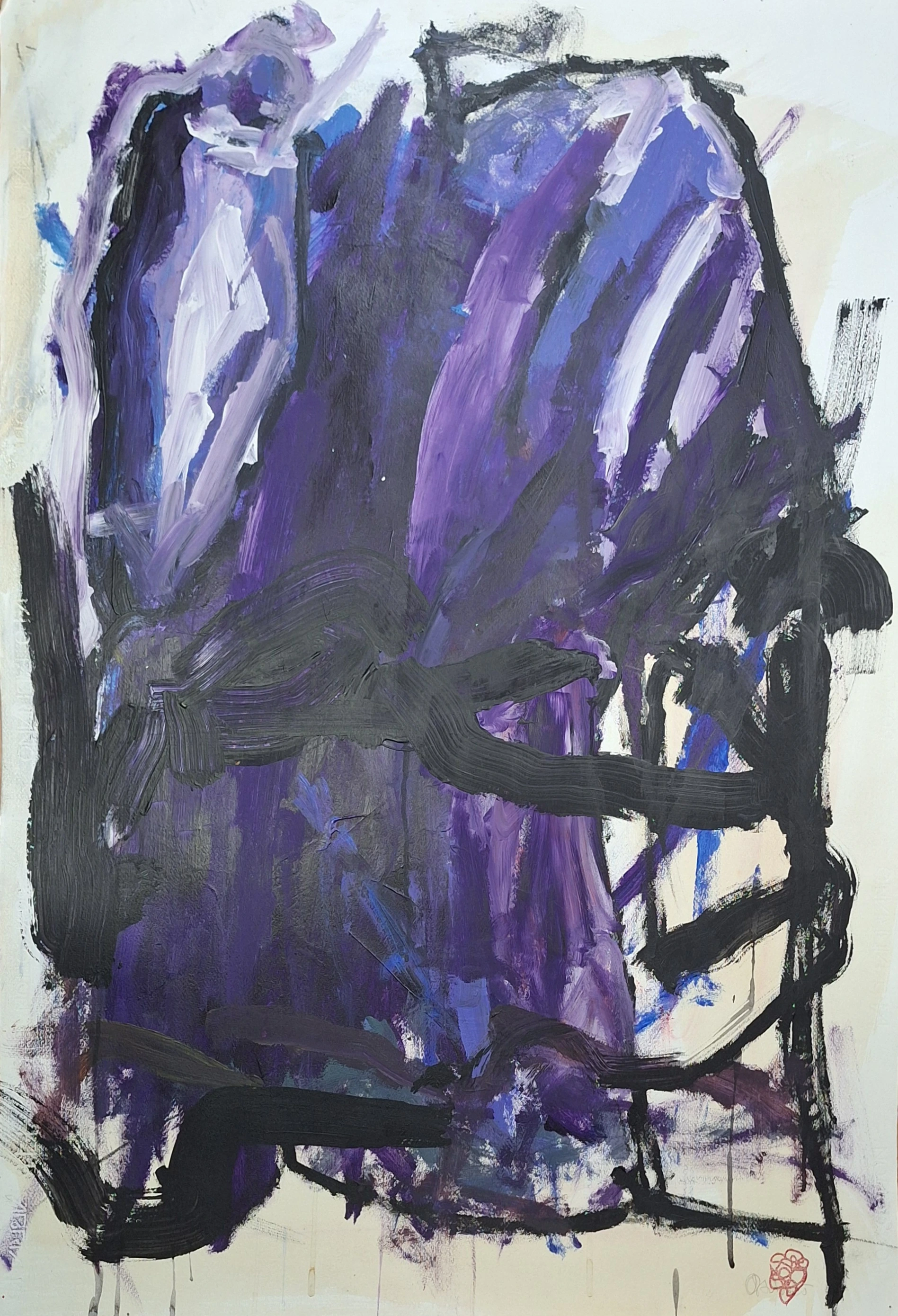 Guggenheim, después · Tinta china y acrílico sobre papel · 70×100 cm · Ortubia 2025