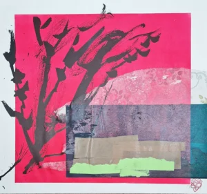 Incendio Doméstico · Monotipo, collage y tinta china · Ortubia 2021