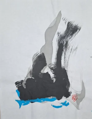 Movimiento del Agua IV · Tinta china y acrílico · Serie Pilares · Ortubia 2023