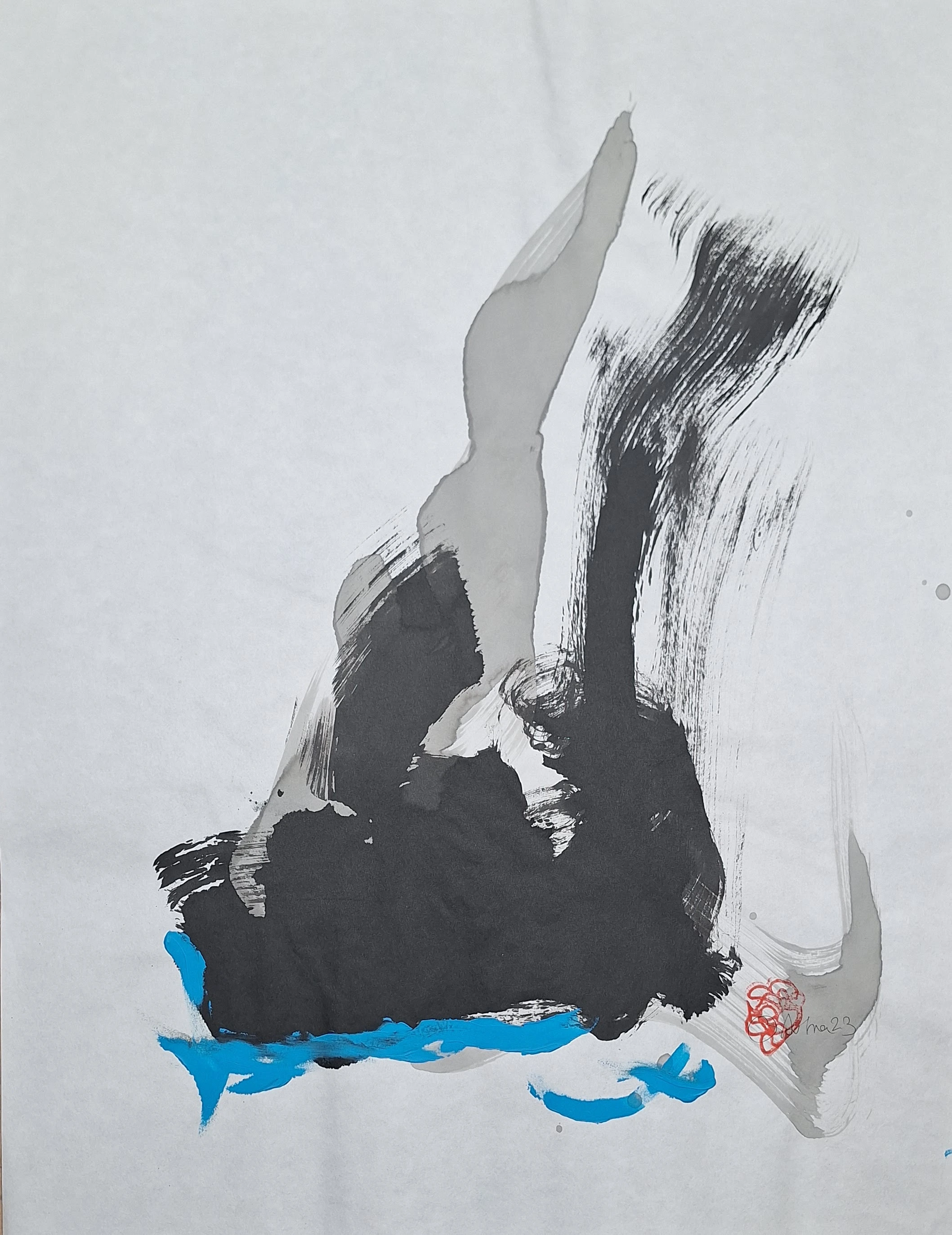 Movimiento del Agua IV · Tinta china y acrílico · Serie Pilares · Ortubia 2023
