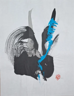 Movimiento del Agua V · Tinta china y acrílico · Serie Pilares · Ortubia 2023