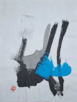 Movimiento del Agua VI · Tinta china y acrílico · Serie Pilares · Ortubia 2023